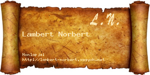 Lambert Norbert névjegykártya